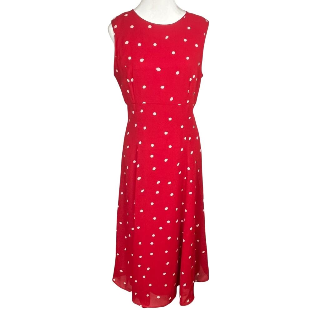 David Warren Red Polka Dot Dress Vintage Y2K Midi Sleeveless Womens Size 6